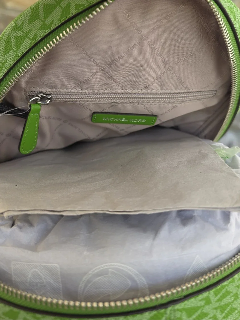 Michael Kors Rhea Medium Logo Green Backpack